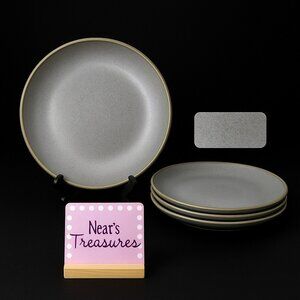 Chrissy Teigen GRAVINGS BLUE Color Motifs Textured Stoneware Salad Plates Set 4